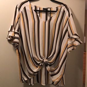 Gold and black striped blouse with pretty sleeves